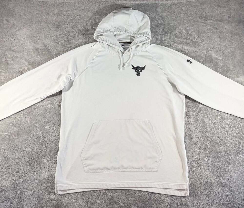 Under Armour Men’s Project Rock Terry Hoodie XL Cream Snake Graphic Pullover